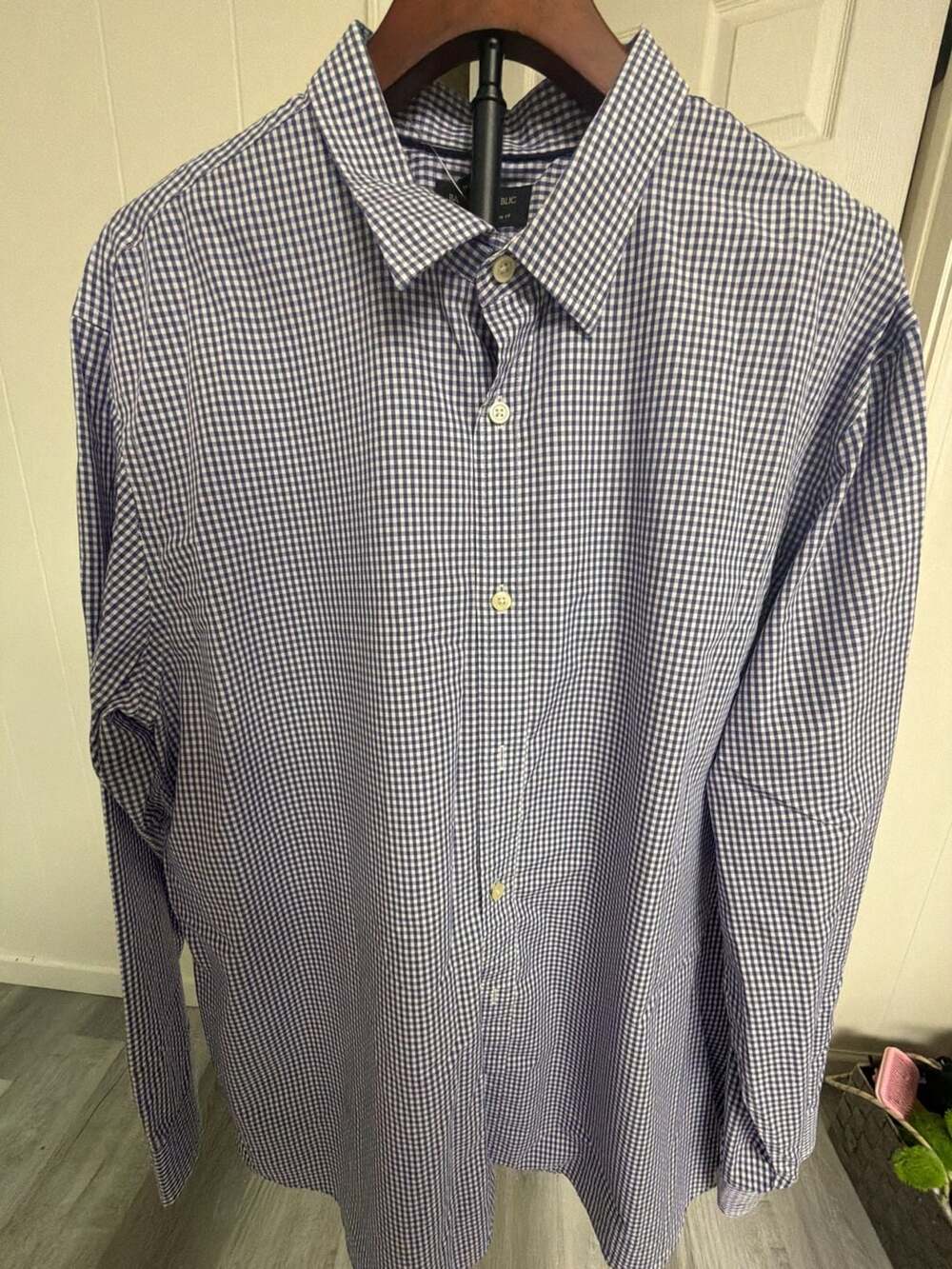 Banana Republic Non-Iron Tailored Slim Fit Gingham Shirt XXL 18-18 1/2 36